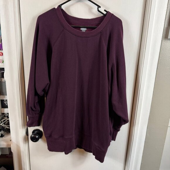 Aerie maroon oversized super soft minky crewneck sweater pockets - Picture 1 of 8
